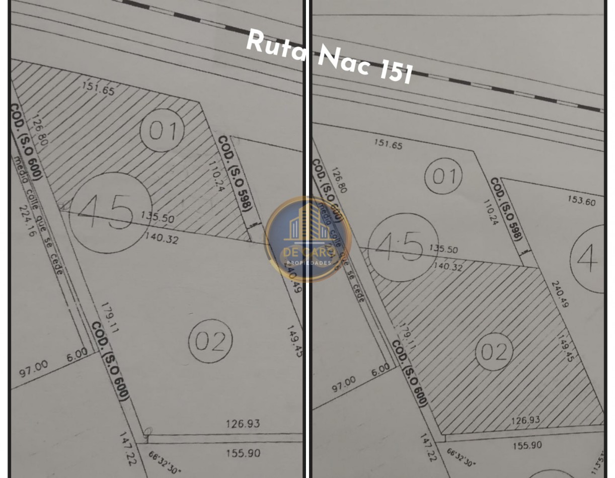 Venta de 2 Chacras en conjunto frente a Ruta 151 Cinco Saltos 